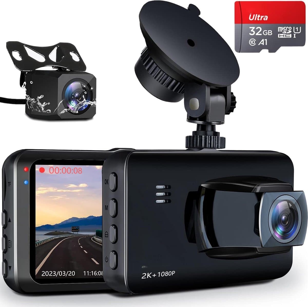 Lexium Dashcam voor auto - Dashcam - Dashcam voor auto voor en achter - Dashcam voor en achter - Dashcam voor en achter draadloos - Dual dashcam — afbeelding 1
