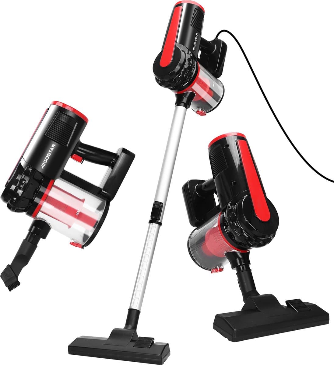 Aigostar Hurricane - Steelstofzuiger - Stofzuiger zonder Zak - 6M Snoer - 16kPa Krachtige Zuigkracht - 600W - 1 L Stofbak - Geschikt voor Dierenharen - Rood — afbeelding 1