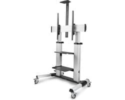 StarTech.com Verrijdbare TV Standaard op Wielen voor 60-100inch Flat Screens tot 100kg, In Hoogte Verstelbaar via Krukas, Mobiele Televisie Standaard/Trolley