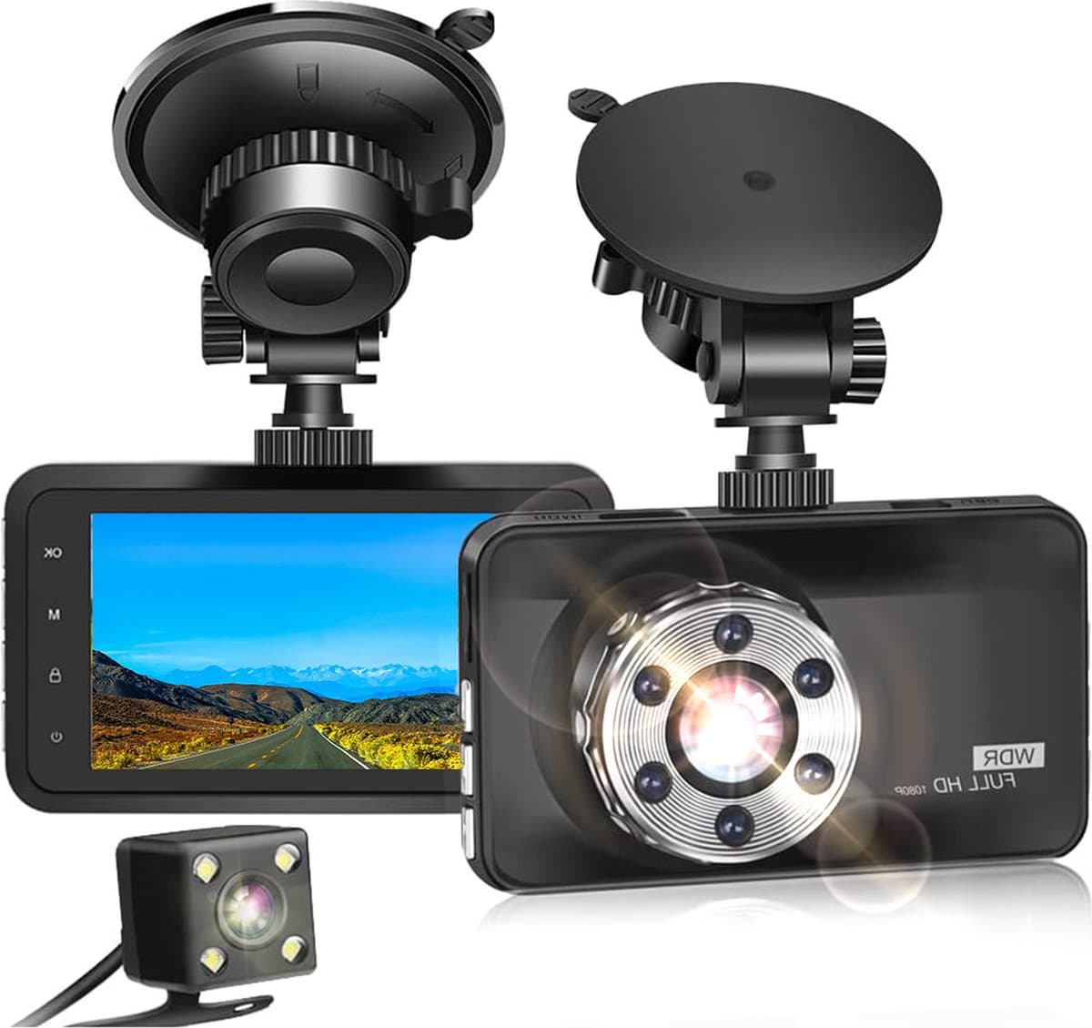 MKSS® Dual Dashcam - Dashcam voor Auto - Dashcams - Zwart — afbeelding 1