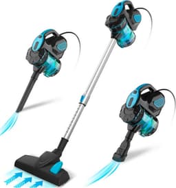Steelstofzuiger Met Snoer - Inclusief diverse opzetstukken - Stofzuiger en kruimeldief - Vacuum cleaner - 600W - 18Kpa - Blauw/Zwart — thumbnail 1