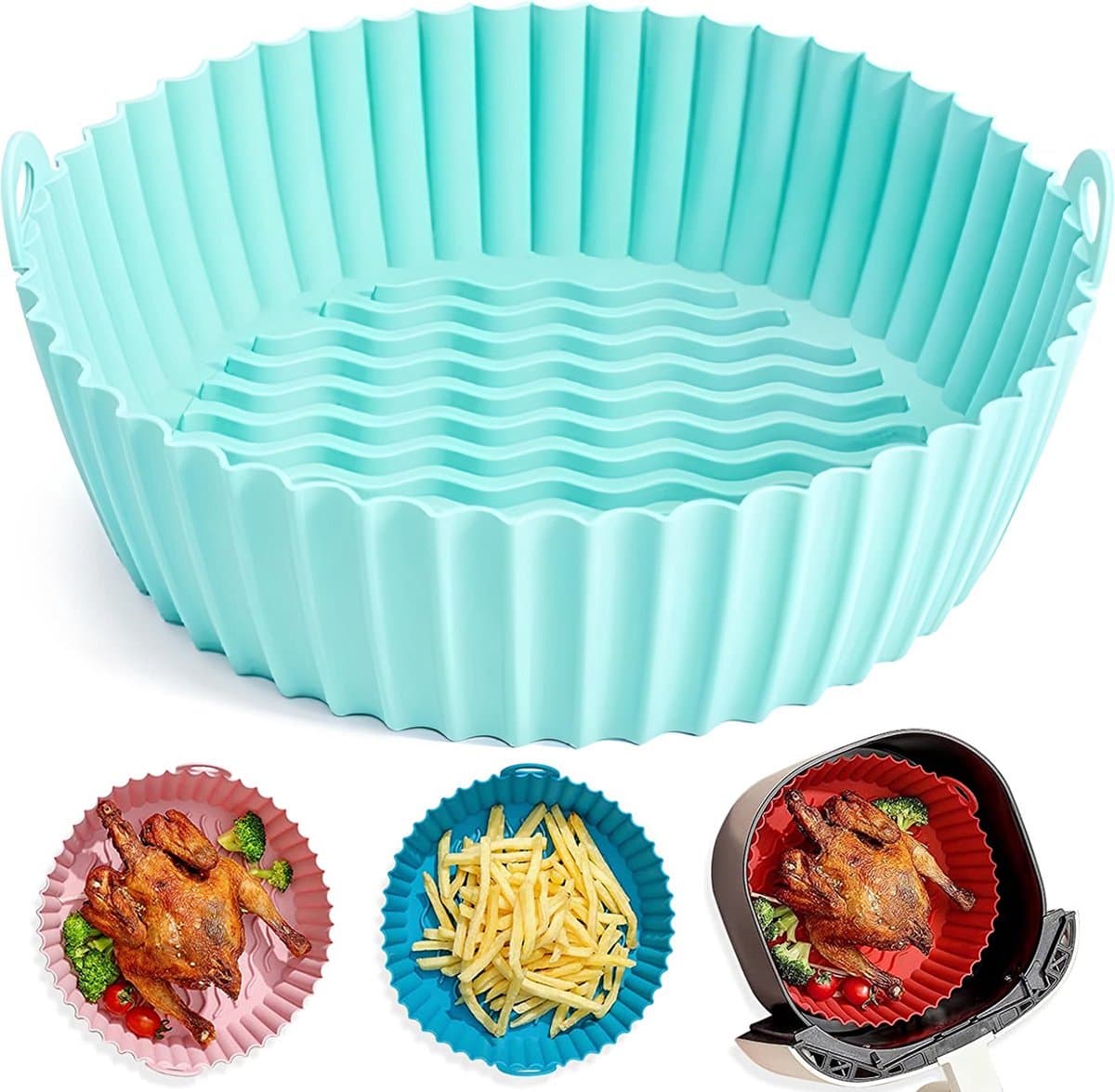 - Siliconen Bakje - Bakvorm - Siliconen Mandje - Bakje - Accessoires - Bakblik - Siliconen Bakvormen - Rond - Lichtblauw - 21CM — afbeelding 1