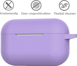 Hoesje Geschikt voor Apple AirPods Pro 2 - Siliconen Hoes met Clip - Silicone Case Cover - Lila — thumbnail 4