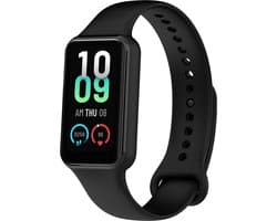 Siliconen Smartwatch bandje - Geschikt voor Amazfit Band 7 siliconen bandje - zwart - Strap-it Horlogeband / Polsband / Armband
