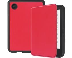 Hoes Geschikt voor Kobo Clara 2E Hoesje Bookcase Cover Hoes - Hoesje Geschikt voor Kobo Clara 2E Hoes Cover Case - Rood