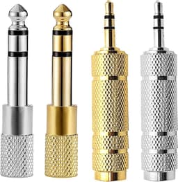 Set van 4 Hoofdtelefoon Adapters - Hoofdtelefoon Adapter - Goud-Gecoate Hoofdtelefoon Adapter - Hoofdtelefoon Audio Converter voor Telefoons - Computers en Andere Apparaten - Goud - Zilver — thumbnail 1