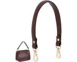 Bruine Leren Armpit Bag Riem met Korte Portemonnee, Vervangende Handtasriemen en Gouden Gespen voor Dames, Ideaal voor DIY Handtassen en Schoudertassen