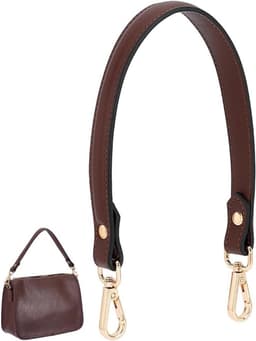 Bruine Leren Armpit Bag Riem met Korte Portemonnee, Vervangende Handtasriemen en Gouden Gespen voor Dames, Ideaal voor DIY Handtassen en Schoudertassen — thumbnail 1