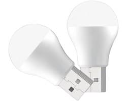 LED USB Lamp - Nachtlampje Leeslamp - Draagbare Verlichting - Mini Formaat - 2 stuks - Wit
