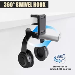 Headset en Controller Houder - Controller Houder met Grip Houder - Kabel Houder - 360 Graad Rotating Gaming Hoofdtelefoon Haak - Ruimte Besparend - Computer Tafel Hoofdtelefoon Houder Cabinets — thumbnail 4