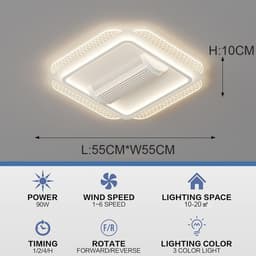 Plafondventilator met Licht - Bladloze Ventilator Lamp - Verkoeling en Verlichting - Bladloos Ontwerp - 90 Watt - Zwart — thumbnail 5