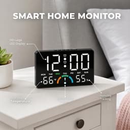 Digitale Wekker - Radiogestuurde Klok - Wakker Worden - Grote LED Display - 100x100mm - Zwart — thumbnail 4