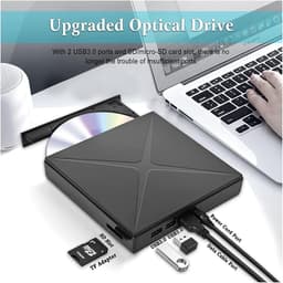 Externe DVD Speler - Optische Drive - Bestanden Archiveren - Met SD TF Kaartlezer - USB 3.0 - Zwart — thumbnail 3