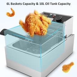 Elektrische Friteuse - Friteuse met mand - Thuis Frituren - Roestvrij staal - 63 liter inhoud - Zilverkleurig — thumbnail 5