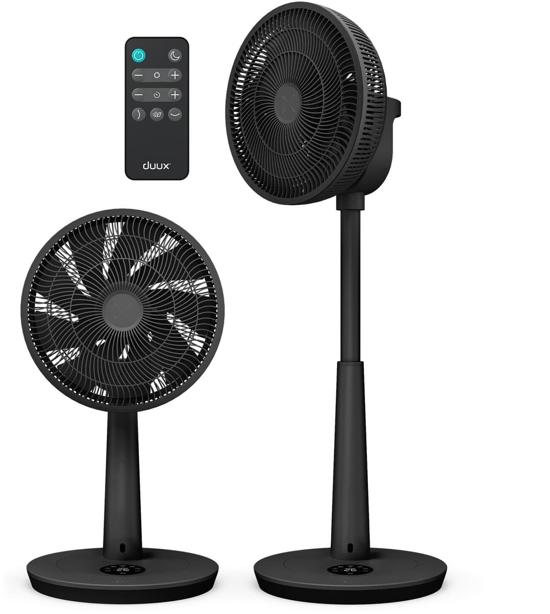Duux Whisper 3 Statiefventilator - Zuinige Ventilator met 26 snelheden, Timer en Nachtmodus - In hoogte verstelbaar (73-95cm) - Horizontale + verticale oscillatie - Zwart — afbeelding 1