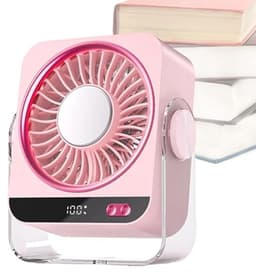 Tafelventilator met Koelelement - Mini Ventilator -Ventilator met digitaal batterijdisplay - Aircooler - Luchtkoeler - USB Ventilator - Mini Airco - Bureau Ventilator - Ventilator met Water - Waterkoeling - Air Cooler -Roze — thumbnail 1