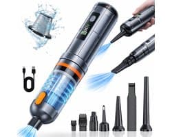 Draadloze Handstofzuiger 16000Pa – Krachtige Auto & Huis Stofzuiger, USB Oplaadbaar, Nat & Droog, Met Blaasfunctie en Accessoires voor Auto, Bank