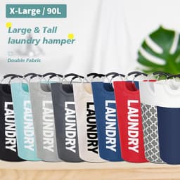Wasmand - Kledingmand - Kleding Opbergen - Waterdicht Materiaal - 90 Liter - Zwart — thumbnail 3