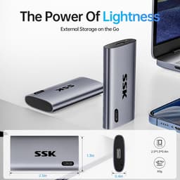 Externe SSD - Draagbare Opslag - Bestanden Overzetten - Ultrasnelle USB3.2 - 128 GB - Grijs — thumbnail 2