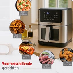 Heteluchtfriteuse - Airfryer Oven - Grote Maaltijden Bereiden - Digitaal Touchscreen - 8 Liter - Zilver — thumbnail 2