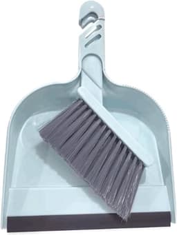 Stoffer en blik - Reinigingsset - Bureau reinigen - Getande vuilopvangrand - 26 cm - Blauw — thumbnail 1