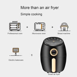 Kleine Oven - Mini Oven Airfryer - Snel Koken - Snelle Heteluchtcirculatie - 2L Inhoud - Zwart — thumbnail 3