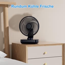 Automatische oscillerende bureauventilator, stille werking (30 decibel), zachte luchtstroom, USB-C-poort, LED-display, 4 windsnelheden, compact en draagbaar, geschikt voor kantoor en thuisgebruik - donkerblauw. — thumbnail 2