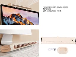 Kleine Torenventilator - Bladloze Ventilator - Persoonlijke Koeling - USB Oplaadbaar - 39x12x8 cm - Beige — thumbnail 5