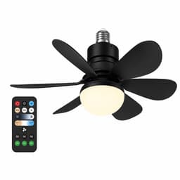 Pelor Plafondventilator met Verlichting E27 - LED Ventilatorlamp met Afstandsbediening - 3 Snelheden - 52 Inch - Zwart — thumbnail 1