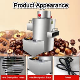 Automatische Kastanje Schiller - Keukenmachine Schillen - Snel Kastanjes Bereiden - Hoge Capaciteit 100kg/u - 550W Vermogen - Zilver — thumbnail 2