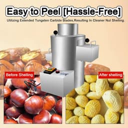 Automatische Kastanje Schiller - Keukenmachine Schillen - Snel Kastanjes Bereiden - Hoge Capaciteit 100kg/u - 550W Vermogen - Zilver — thumbnail 5