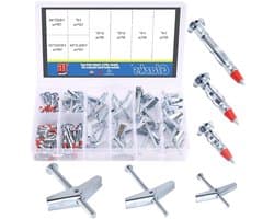76-delige Set met Toggle Bolts en Hollow Wall Ankers voor Wandmontage, Inclusief Diverse Maten en Assortiment voor Stevige Bevestiging