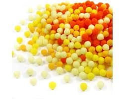 720 Stuks Kleine Pompoms voor Knutselen 10mm Geel Serie Hoog Elastische Fluffy Pompoms voor DIY Decoraties en Creatieve Projecten