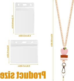 Lanyard voor docenten met ID-houder, houten kralen, schattige lanyard voor vrouwen, sleutelhangers en kaarten, ideaal voor schoolgebruik — thumbnail 5