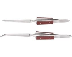 Set van 2 Kruisvergrendelende Pincetten, Soldering Tool met Gebogen en Rechte Punt voor Juweliers en Hobbyisten