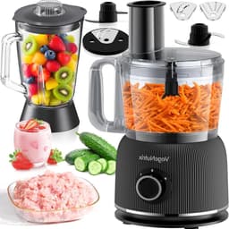 Keukenmachine met Blender - Multifunctionele Keukenmixer - Maaltijden Bereiden - Krachtige 1500W Motor - 2.5L & 2L Capaciteit - Zilver — thumbnail 1