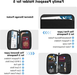 RFID Paspoort Houder voor Dames en Heren, Reishouder met Meerdere Compartimenten voor Documenten, ID, Kaarten en Sleutels, Zwart — thumbnail 5