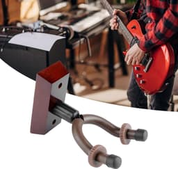 Gitaarhalsschommelhouder voor Wandmontage - Sterke Gitaarhaakhouder met Walnootbasis en Hoog Draagvermogen voor Muziekinstrumenten — thumbnail 3