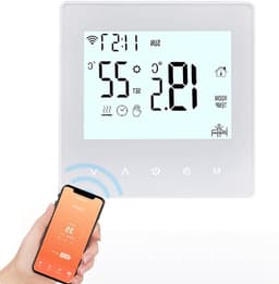 Thermostaat vloerverwarming - Temperatuurregelaar Slimme Thermostaat - Energie Besparen - Wifi en Bluetooth Connectiviteit - 86 x 86 mm - Wit — thumbnail 1