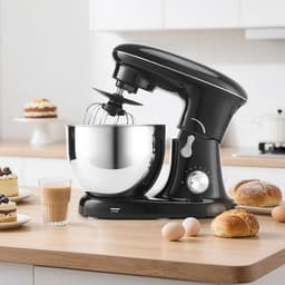 NETTLIFE Keukenmachine – 1400W – 5L Rührschüssel – met Knethaken Rührbesen Schneebesen – Voor Brot Pizzateig Kuchen Sahne – Zwart — thumbnail 1