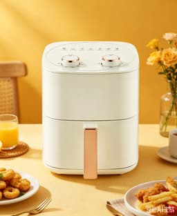 Compacte airfryer van 6 liter met 7 menu opties instelbare timer en temperatuurregeling roestvrijstalen frituurmand met antiaanbaklaag wit — thumbnail 1