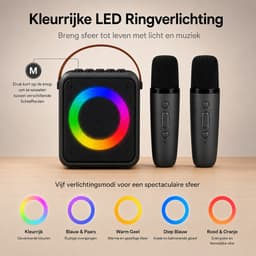 Sounix Draagbare Karaoke set - Incl. 2 draadloze microfoons - Bluetooth Speaker - Zwart — thumbnail 5