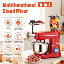 Keukenmachine 5-in-1 - Elektrische mixer - Thuis bakken - 1400W Krachtige motor - 10 Liter kom - Rood — thumbnail 4