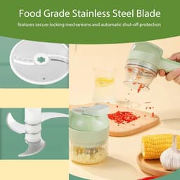 Draadloze Groentehakker - Keukenmachine Mini - Snel Ingrediënten Snijden - One-Touch Bediening - 20.5 cm - Wit — thumbnail 4