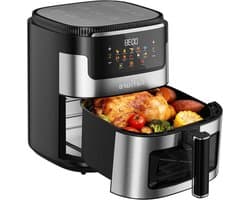 Heteluchtfriteuse Oven - Airfryer Groot - Gezond Frituren - 10 Liter Inhoud - 2100 Watt - Zwart