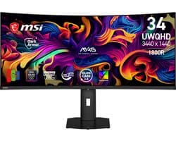 MSI MAG 341CQP QD-OLED X28 - Curved UWQHD QD-OLED Gaming Monitor - 280Hz- 34 inch - USB-C 15W PD