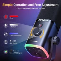 Maono - PD100XS - USB / XLR Studio microfoon - Met Flexibele Arm ( 66cm! ) - Geschikt voor PC/PS4/PS5 - Suround RGB - Podcast - Gaming - Streaming - Zwart — thumbnail 2