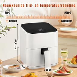 MIRA® Mini airfryer - Airfryer - Airfryer klein - Wit - ‎26cm x 21cm x 28cm — thumbnail 8