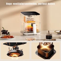 YOR® Mini airfryer - Airfryer - Airfryer klein - Wit - 26cm x 22cm x 28cm — thumbnail 3