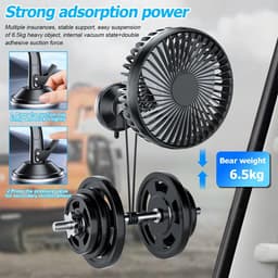 Dailygoody - Autoventilator - 360 graden rotatie - Zomerventilator - Zwart - USB-ventilator - Voor auto en camper — thumbnail 4